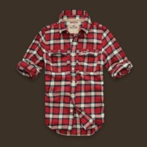 Hollister Co. Marina Park Red Plaid Flannel Button Down Shirt
